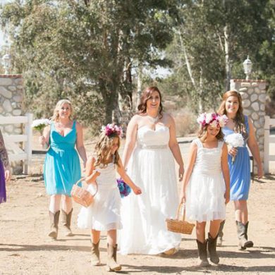 Blue ombre country wedding featured