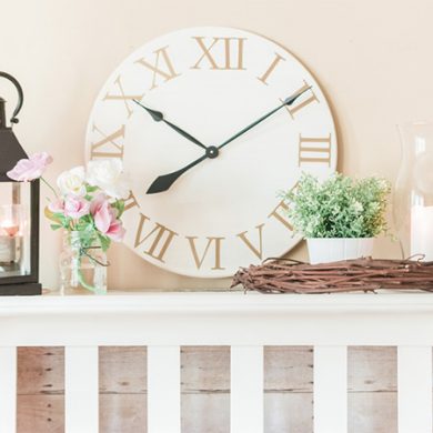 DIY clock and fireplace inspired by Pottery Barn