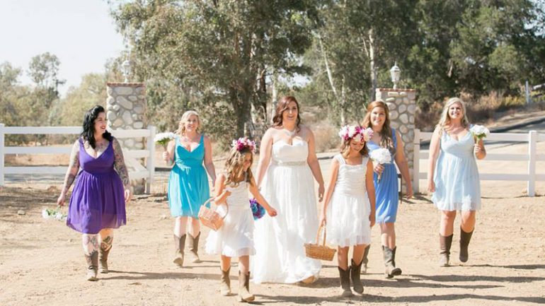 Blue ombre country wedding featured