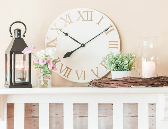 DIY clock and fireplace inspired by Pottery Barn