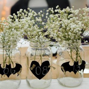 Rustic Batman wedding centerpieces