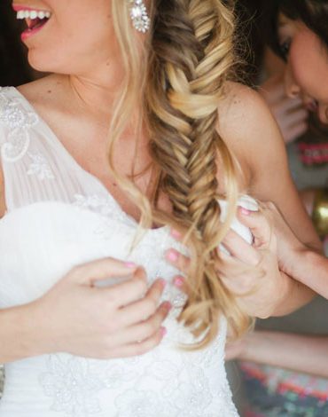 Bride with fishtail braid