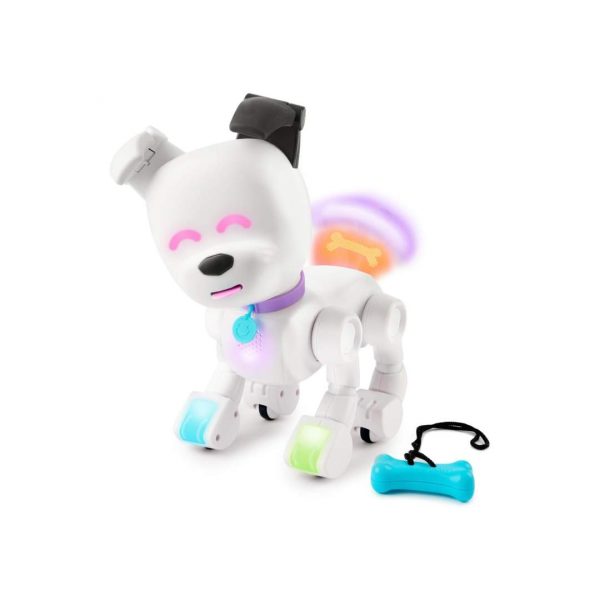 Dog-E Interactive Robot Dog - White robot dog with colorful lights, touch sensors, and interactive features.